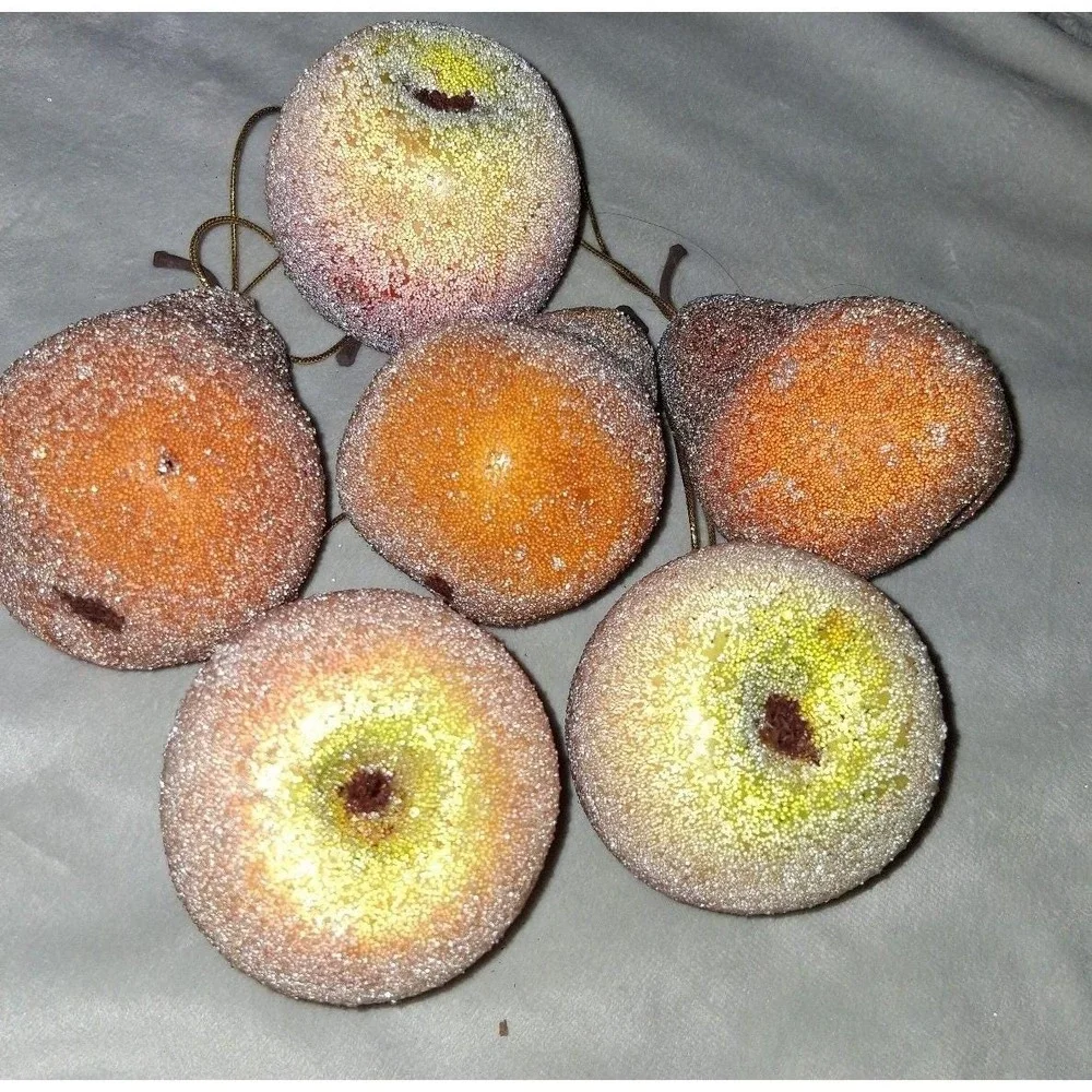 Glittered Apple Christmas Ornaments Set of 6